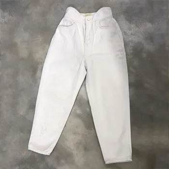 Moterų Haremas Džinsai, Kelnės Mados Aukštos Juosmens, Palaidi White Denim Džinsai Moteriška Mygtukai Kelnės Rudenį 2020 Streetwear Pantalon 10822