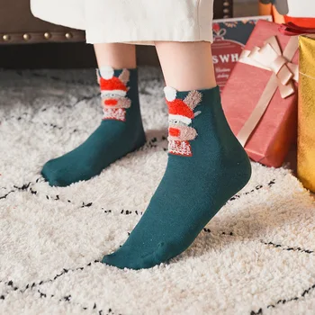 Moterų jaukus minkštas šiltas kvėpuojantis koralų vilnos kojinės animacinių filmų išsiuvinėti tirštėti Rudens /Žiemos šiltos kojinės grindų kojinės terry kojinės