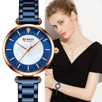 Moterų Laikrodžiai CURREN Top Brand Prabangių Japonijos Kvarco Judėjimas, Nerūdijančio Plieno, atsparus Vandeniui Laikrodžiai relogio feminino