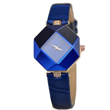 Moterų Laikrodžiai Perlas Supjaustyti Geometrijos Kristalų Odos Kvarcinis Laikrodis Mados Suknelė Žiūrėti Ponios Dovanos Laikrodis Relogio Feminino 5 spalva