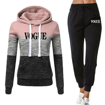 Moterų Mados Vogue Tracksuit Atsitiktinis Dviejų dalių Bėgimo Marškinėlius + Kelnės Moteriška Rudens-Žiemos Kostiumas
