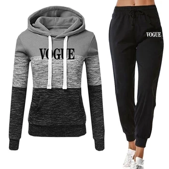 Moterų Mados Vogue Tracksuit Atsitiktinis Dviejų dalių Bėgimo Marškinėlius + Kelnės Moteriška Rudens-Žiemos Kostiumas