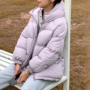 Moterų Parkas Striukė Mados Saldainiai Spalvos Kieta Storas Šiltas Žiemą Gobtuvu Kailis Žiemos Parkas Korėjos Stiliaus Outwear Striukė