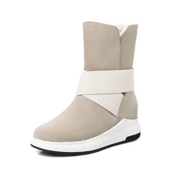 Moterų žiemos batai moterims Vidurio Blauzdos batai nauji Smėlio Pilka Juoda mados atsitiktinis mados butas šiltas moteris sniego batai