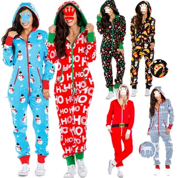 Moterų Žiemos Moterų Romper Kalėdų Drabužius Tracksuit ilgomis Rankovėmis Hoodies Jumpsuit 9 Stiliaus Kalėdos Homewear Pajama Sleepwear
