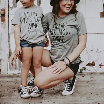Motina Dukrai, T-shirt Naujausias 2019 M. Vasaros Mama Ir Man Drabužius Šeimos Atitikimo Juoda Raidė Atspausdintas T-shirt Tėvų-vaikų Marškinėliai