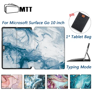 MTT Marmuro Tablet Atveju Microsoft Surface Eiti 10 colių Plonas PU Odos Kartus Apversti Stovo Dangtelis atsparus smūgiams Apsauginis Apvalkalas Funda