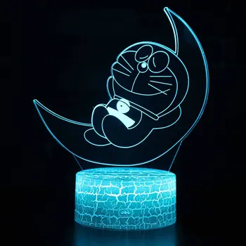 Mėnulis Doraemon tema 3D LED Lempos naktį šviesos 7 Spalvų Keitimas Palieskite Nuotaika Lempos Kalėdinių Dropshippping