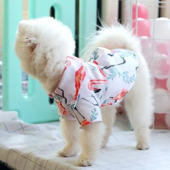 Naminių Šunų Drabužius Mielas Havajai Gėlių Spausdinti Atvėsti Vasaros Šunų Marškinėliai Spausdinimas Atsitiktinis Kvėpuojantis Šuo Marškinėliai Smulkaus ir Vidutinio Šunys