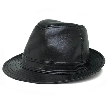 Natūralios Odos Fedoras Kepurės Džiazo Skrybėlę Mens Mados Oficialią Veiklos Kietas Džentelmenas Atsitiktinis Viršų Skrybėlės Britų Stiliaus Panama
