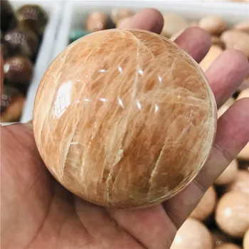 Natūralus persikų mėnulio akmuo srityje kvarco kristalo akmens kamuolys gydymo reiki apdailos dovana