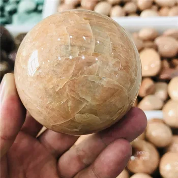 Natūralus persikų mėnulio akmuo srityje kvarco kristalo akmens kamuolys gydymo reiki apdailos dovana