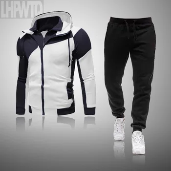 Nauja Rudens ir Žiemos Vyrų Rinkiniai Prekės Sportiniai Kostiumai, vyriški Drabužiai, Hoodies+Kelnės Rinkiniai Vyrų Streetswear Palto, Striukės