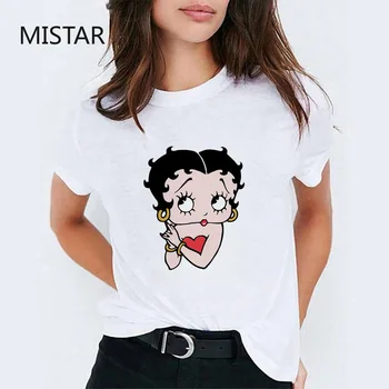 Nauja vasaros Betty Boop moterų marškinėliai mielas animacinių filmų Princesė kawaii spausdinti mados vintage marškinėliai moterims grafinis tees drabužiai