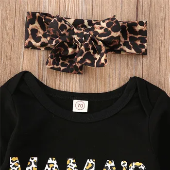 Naujagimio Rinkinys Leopardas Spausdinti Kūdikių Drabužiai Kūno Baby Girl Kostiumas Rompers Viršuje Ilgas Kelnes Lankelis Apranga, Drabužiai Tracksuit