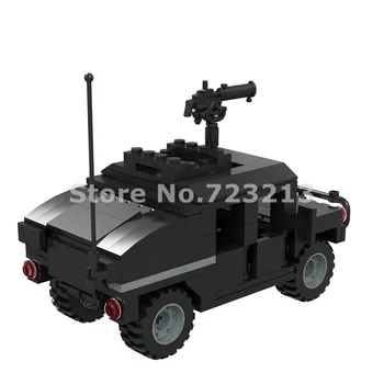 Naujas 204pcs Karinės 15cm Automobilio Hummer Jeep Priedai VISUREIGIS Ratinių Transporto priemonių SS SWAT Blokai Modelis Plytų Žaislai