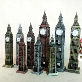 Naujas 4 Spalvų Dizainas 3D Metalo Žymus Pastato Modelis Antikvariniai Londono Big Benas Statula Suvenyras, Dovana, Namų Dekoro Su Laikrodžiu