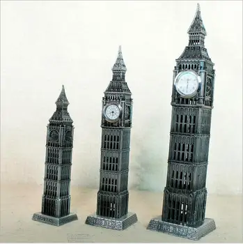 Naujas 4 Spalvų Dizainas 3D Metalo Žymus Pastato Modelis Antikvariniai Londono Big Benas Statula Suvenyras, Dovana, Namų Dekoro Su Laikrodžiu