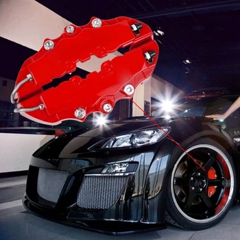 Naujas 4PCS Automobilių diskas stabdžių Suportas Padengti 3D Žodis Raudona Stabdžių dangtelis Tinka 14-17 Cm Automobilis, 2 M ir 2 S Universalus Rinkinys, skirtas 