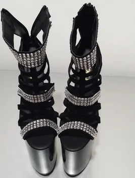 Naujas atvykimo 20cm aukštos obcasie batų kniedės oficialų suknelė atidaryti tne sandalai 8 colių gladiatorių seksualus klub aukštakulnius Šokių Batelius