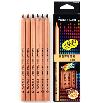 Naujas atvykimo 6pcs/daug Marco 4 spalvų vaivorykštė pieštuko storio trikampio polių lengva rankena graffti pieštukas