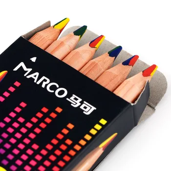 Naujas atvykimo 6pcs/daug Marco 4 spalvų vaivorykštė pieštuko storio trikampio polių lengva rankena graffti pieštukas