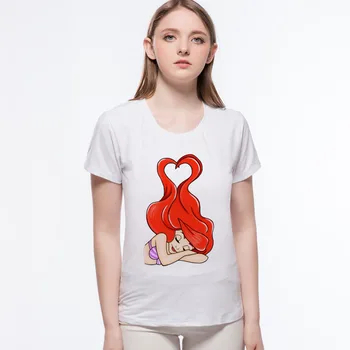 Naujas Atvykimo spausdinti apkarpytos t marškinėliai moteriški Seksualus, Mielas Undinė Žuvies uodega Mados Summer Tee marškinėliai homme L1-7#
