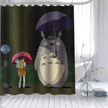 Naujas Atvykimo Totoro Anime Dušo Užuolaidos Poliesterio Audinio Aukštos Defintion Spausdinti Vonios Užuolaidų Vandeniui 12 Kablys Vonios Uždanga