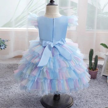 Naujas baby vienerių metų šalies krikšto aplikacijos suknelė 0-4 metų amžiaus kūdikiui mergina Komunija siuvinėjimo nėrinių tinklelio suknelė