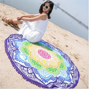Naujas mados Kutas Indijos Mandala Gobelenas Lotus Spausdinti Bohemijos Paplūdimio Rankšluostį Jogos Kilimėlis Saulės blokas Turas Bikini Padengti-Iki Blanke