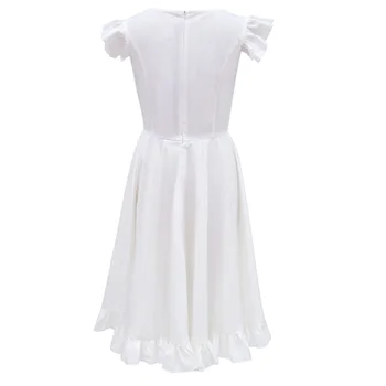 Naujas Mados Moterų Balta Ilga Suknelė trumpomis Rankovėmis nėrinių kratinys plisuotas Raukiniai Tutu suknelė Seksualus Vestuvės dress