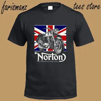 Naujas Norton Klasikinis Motociklas Retro Logotipas Vyrų Black T-Shirt Dydis S iki 3XL