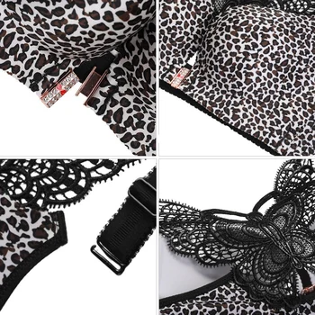 Naujas Nr. Ratlankiai Priekiniai sagtis butterf Blizgus leopard vientisos spalvos Seksualus Lingeries Moterų liemenėlės plius dydis 120DE 52DE moterų apatiniai
