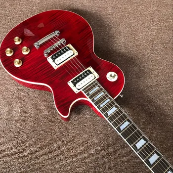 Naujas standartas Užsakymą ,raudona Tigro Liepsna elektrinė gitara Standartas gitaar,vienas gabalas kaklo ir vienas gabalas kūno guitarra
