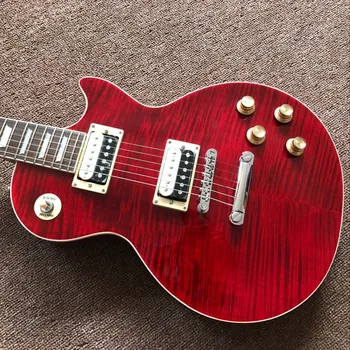 Naujas standartas Užsakymą ,raudona Tigro Liepsna elektrinė gitara Standartas gitaar,vienas gabalas kaklo ir vienas gabalas kūno guitarra