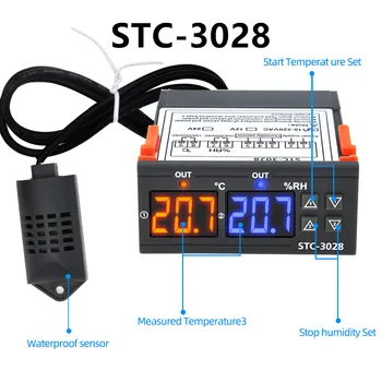 Naujas STC-1000 STC-3000 STC-3028 Skaitmeninis Termostatas, Temperatūros Reguliatorius 12V 24V 220V Termometro Jutiklis Drėgmėmačiu 50%nuolaida