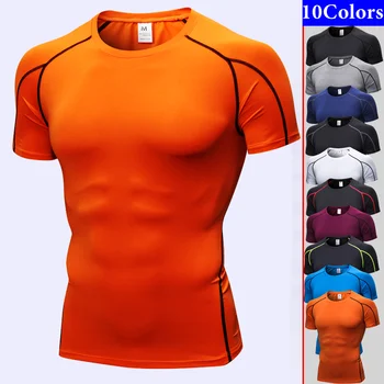 Naujas Vyrų Suspaudimo Marškinėliai Fitneso Stora Marškiniai Mados Tees Kvėpuojantis Treniruotės Shirt Cool Pagal Baselayer Sportas Marškinėliai Treniruotės S