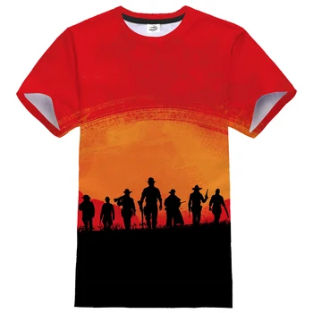 Naujas Žaidimas 3D Print T-shirt Red Dead Redemption 2 Streetwear Vyrai Moterys RDR2 Cosplay Hip-Hop Marškinėliai Mados O-Kaklo Marškinėliai Tees Viršūnės