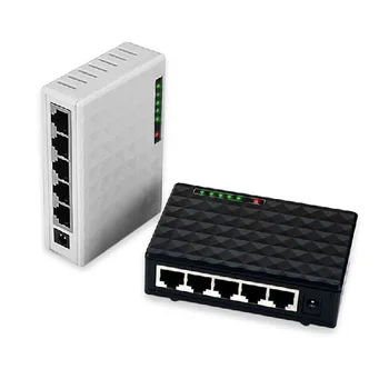 Naujausias 5 Port Gigabit Switch RJ45 LAN Ethernet Greitai Darbalaukio Tinklo Jungiklis Koncentratorius Perstūmimo 10/100/1000Mbps Su ES/JAV Maitinimo Adapteris