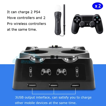 Naujausias PS4 PS Move VR PSVR Kreiptuką Gamepad Įkroviklio Stovas Controller Charging Dock for PS VR Perkelti PS 4 Žaidimai, Priedai