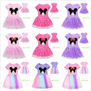 Nauji Kūdikių, Mergaičių Suknelės Vaikų Vasaros Medvilnės Atsitiktinis Princesė Dress Animacinių Filmų 2020 Mickey Minnie Spausdinimo Vaikų Mergaičių Drabužius Vestido