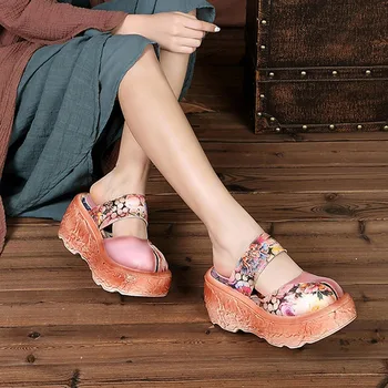 Nauji moteriški bateliai etninės stiliaus siuvinėjimų odos rankų darbo retro laisvalaikio blynai sandalai