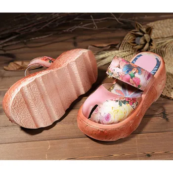 Nauji moteriški bateliai etninės stiliaus siuvinėjimų odos rankų darbo retro laisvalaikio blynai sandalai
