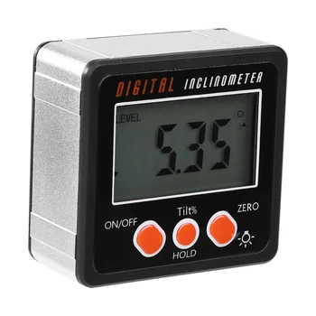 Naujos Elektroninės Matlankis Skaitmeninis Inclinometer 0-360 Aliuminio Lydinio Skaitmeninis Kampine Lauke Kampo Matuoklis Matuoklis Magnetai Pagrindo Matavimo t