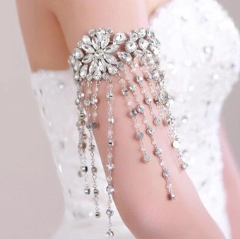Naujos vestuvinės apyrankės nuotakos apyrankę grandines kristalų raištį papuošalai rankos grandinės vestuvių suknelė aksesuarai, apyrankės moterims
