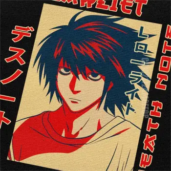 Naujovė Anime Death Note, Marškinėlius Vyrams Spausdinti L Lawliet Tee Shirt Grafikos Grynos Medvilnės Paslaptis Manga T-shirt Drabužius Vaikinai Dovana