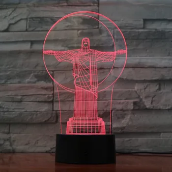 Naujovė Jėzus Lempa 7 Spalvų Keitimas naktinė lempa Atmosfera Šviesos 3D Nuotaika Touch Lempa Namų Dekoro 3D-1178