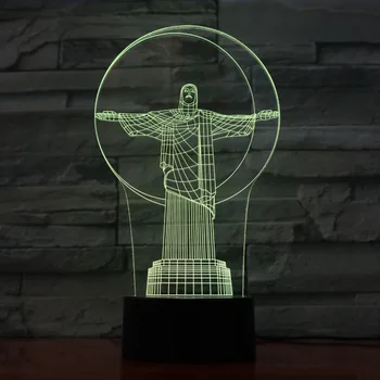 Naujovė Jėzus Lempa 7 Spalvų Keitimas naktinė lempa Atmosfera Šviesos 3D Nuotaika Touch Lempa Namų Dekoro 3D-1178