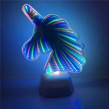 Naujovė Šviesos Kaktusas Formos 3D LED Tunelio Lempą Infinity Veidrodis Naktį Lempos Patalpų Dekoro Atmosfera Apšvietimo Luminaria Vienaragis Led