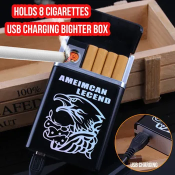 Naujų Kūrybinių Nešiojamų cigarečių dėžės atveju elektros lengvesni USB Vėjo flameless įkrovimo Elektroninių Cigarečių degiklio dujų Nėra
